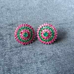 Pink and green studs